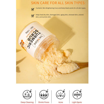 Britains Beauty Turmeric Scrub for Face and Body - Deep Cleansing, Detoxifying, Skin Brightening, Reduces Dark Spots, Lightens Acne Marks