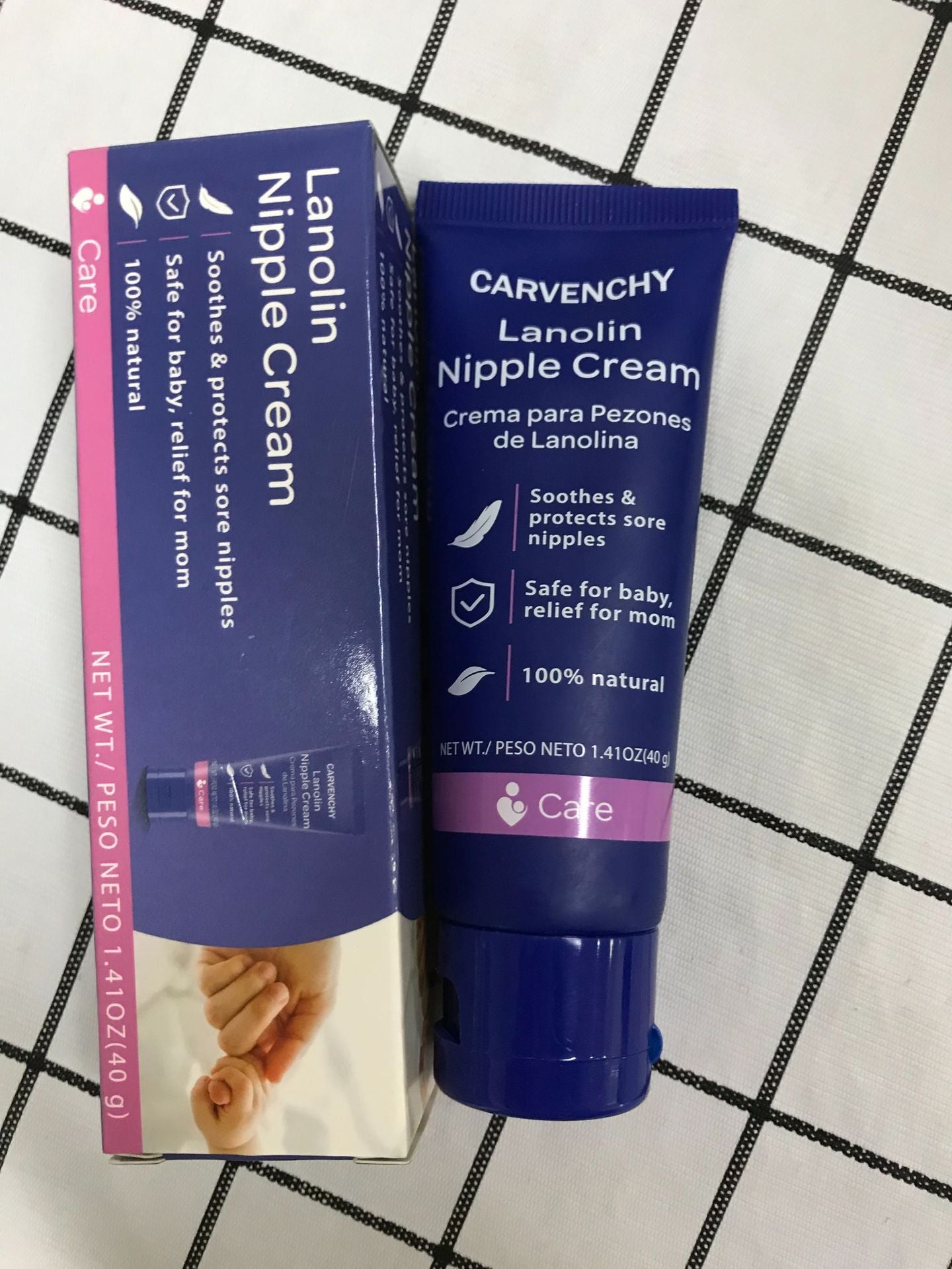 Lanolin Nipple Cream, Natural Soothing & Protective, Safe for Baby & Mom