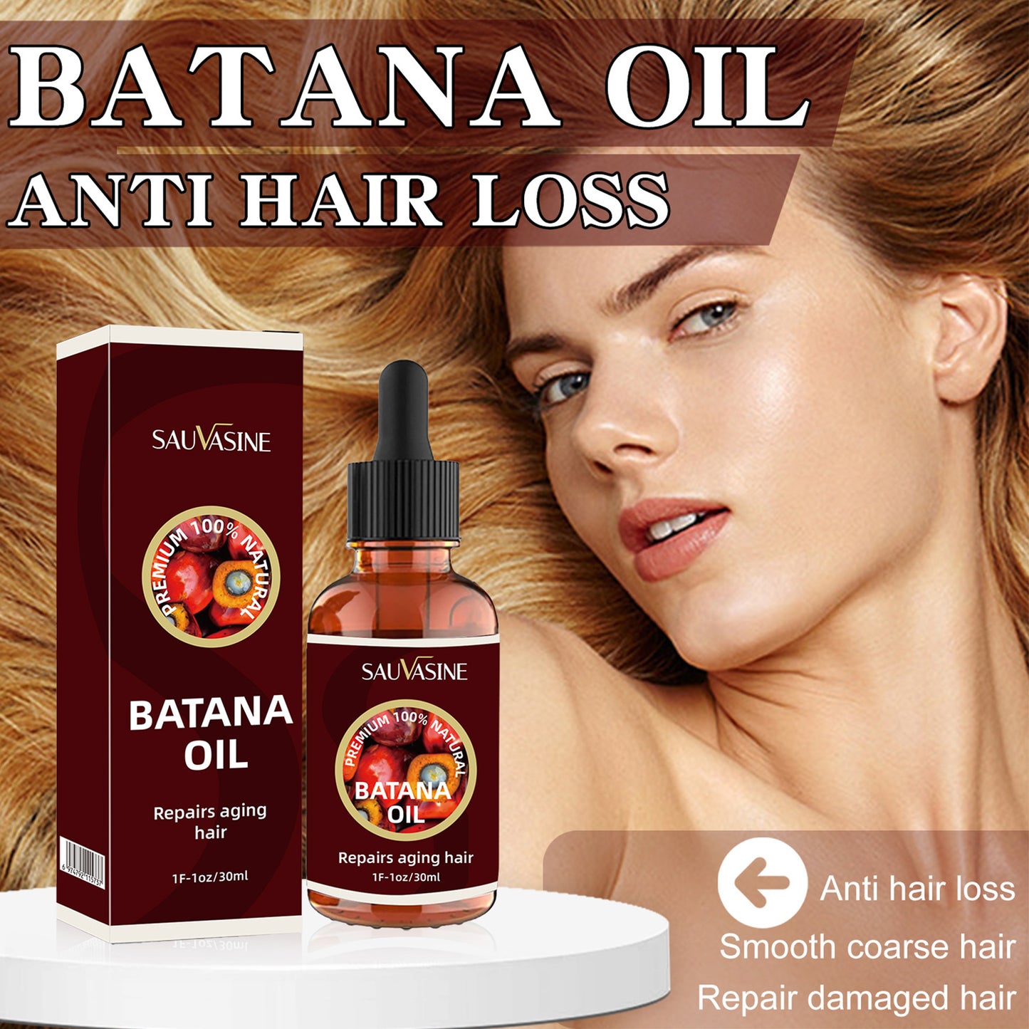 Britains Beauty Batana Oil - 100% Natural Anti-Hair Loss Serum, Repairs Damaged Hair, Promotes Hair Growth, Deep Moisturizing Treatment for Smooth, Shiny Hair - 30ml
