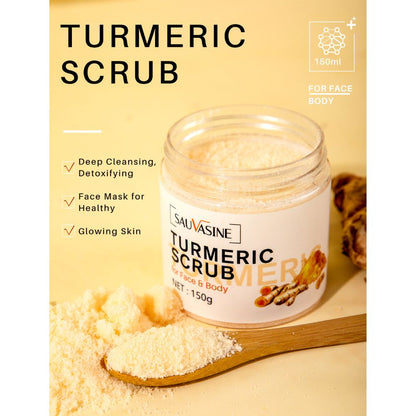 Britains Beauty Turmeric Scrub for Face and Body - Deep Cleansing, Detoxifying, Skin Brightening, Reduces Dark Spots, Lightens Acne Marks