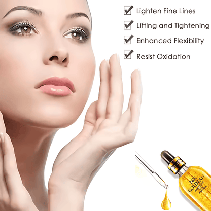 Luxurious 24K Goldzan Ampoule - 99.9% Pure Gold Serum for Deep Moisturizing, Brightening, and Skin Rejuvenation - Anti-Aging Essence with Niacinamide, Gold Foil, and Snail Secretion Filtrate