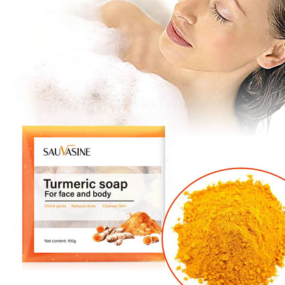 Britains Beauty Turmeric Soap for Face and Body - Natural Acne Treatment, Pore Shrinker, Anti-Inflammatory, Skin Cleanser - 100g