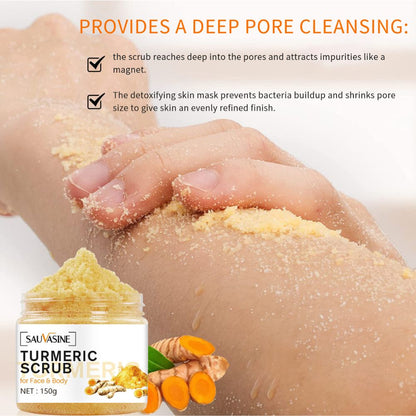 Britains Beauty Turmeric Scrub for Face and Body - Deep Cleansing, Detoxifying, Skin Brightening, Reduces Dark Spots, Lightens Acne Marks