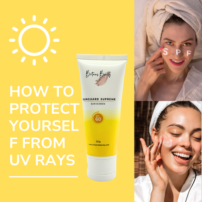 Britains Beauty Sunguard Supreme SPF 60 Sunscreen, Broad Spectrum UVA/UVB Protection, Lightweight Formula for Sensitive Skin - 50g