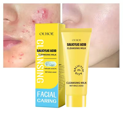 Salicylic Acid 2% Cleansing Milk - Deep Facial Cleanser for Acne-Prone Skin, Gentle Exfoliation, Oil Control, Pore Minimizer, and Skin Smoothing Formula, 80g