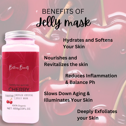 Britains Beauty Cherry Repair Crystal Jelly Mask - 100% Organic, Deep Hydration, Natural Ingredients, 23FL.OZ, Radiant Glow, Soothe and Repair Skin