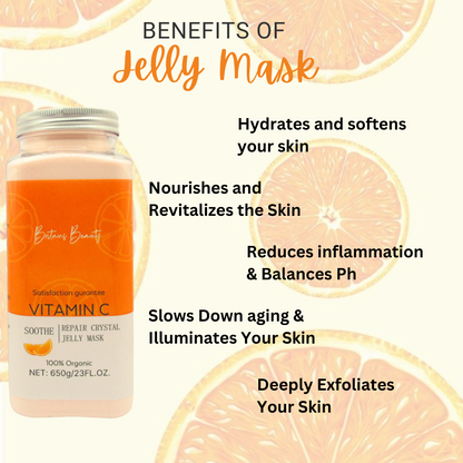 Britain's Beauty Vitamin C Soothe Repair Crystal Jelly Mask – Pure Organic, Hydrates, Nourishes, and Reduces Inflammation – 650g/23 fl.oz